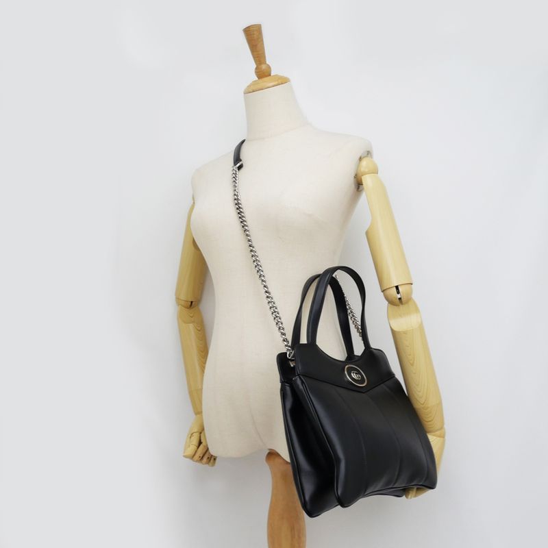 Gucci Petit GG Small Hand Bag 745918 Black 2way Chain Shoulder -