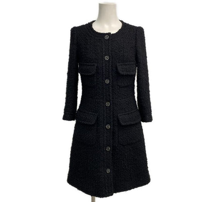 Chanel Coat Size 36 S Womens P46625 Black Tweed / Seventh Sleeve / Autumn /