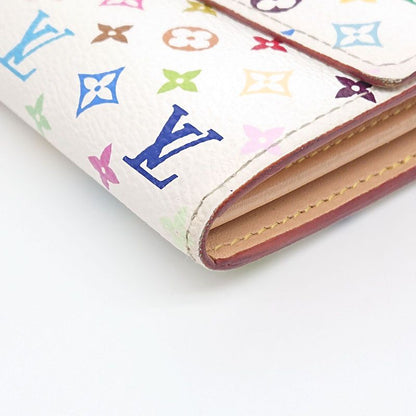 Louis Vuitton Sarah Bron Multicolor Beige Long Wallet Foldable Wallet Box/storag