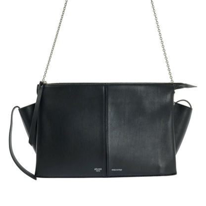 Celine - Chain Tri-fold 2way Leather Logo Clutch Bag With Chain Shoulder -