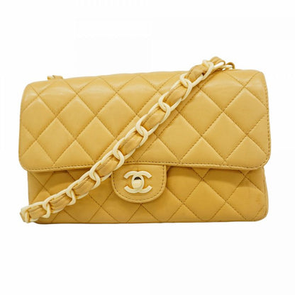 Chanel Shoulder Bag Matelasse Lambskin Beige Gold Hardware Women