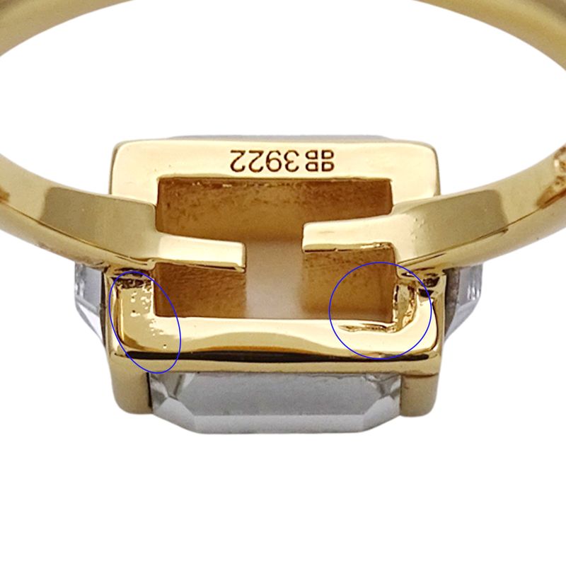 Fendi Ring Women's Brand Baguette Ring Metal Gold 8ah813 W2Y S Crystal Bijoux