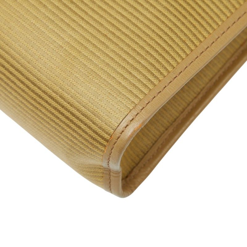 Saint Laurent YSL Logo Second Bag Clutch Bag Beige PVC Leather Women Saint