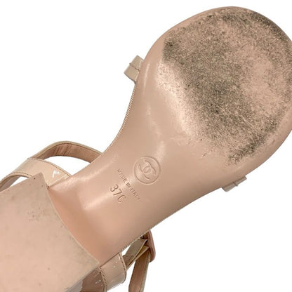 Chanel Sandals Shoes Patent Leather Pink Coco Mark Matelasse Thong Sandals