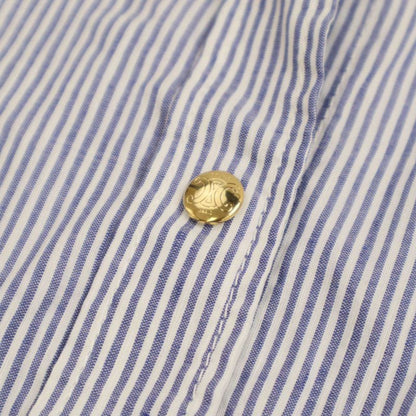 Celine 23ss Cotton Linen Striped Blouse Shirt 2t249042q Blue and White L