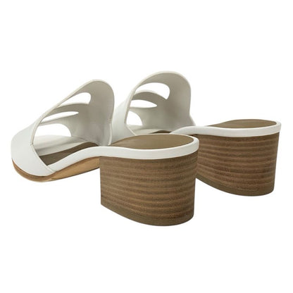 Hermes Mona Sandals Shoes Leather White Mules