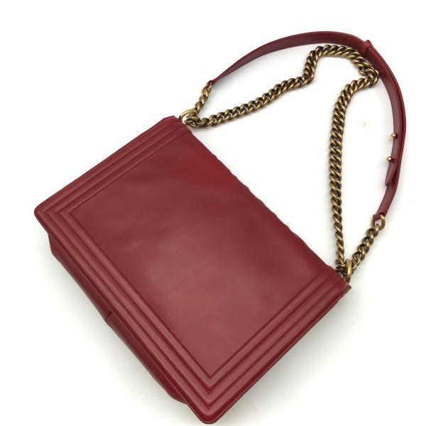 Chanel Leather Chain Shoulder Bag Red