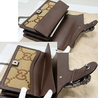 Gucci Chain Shoulder Bag Handbag GG Jumbo Dionysus Small Canvas Brown 400249