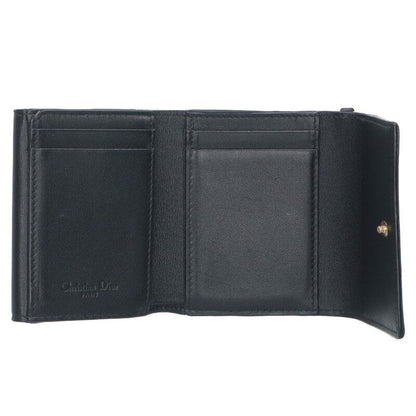 Christian Dior Leather Trifold Wallet With Charm Ladies