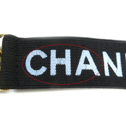 CHANEL Vintage Logo Design Armband Fashion Accessory Black Gold Made In Italy