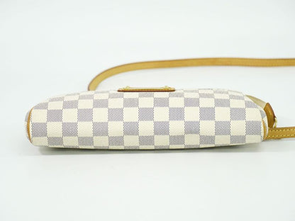 Authentic Louis Vuitton LV Eva Damier Azure 2WAY Shoulder Bag Handbag White