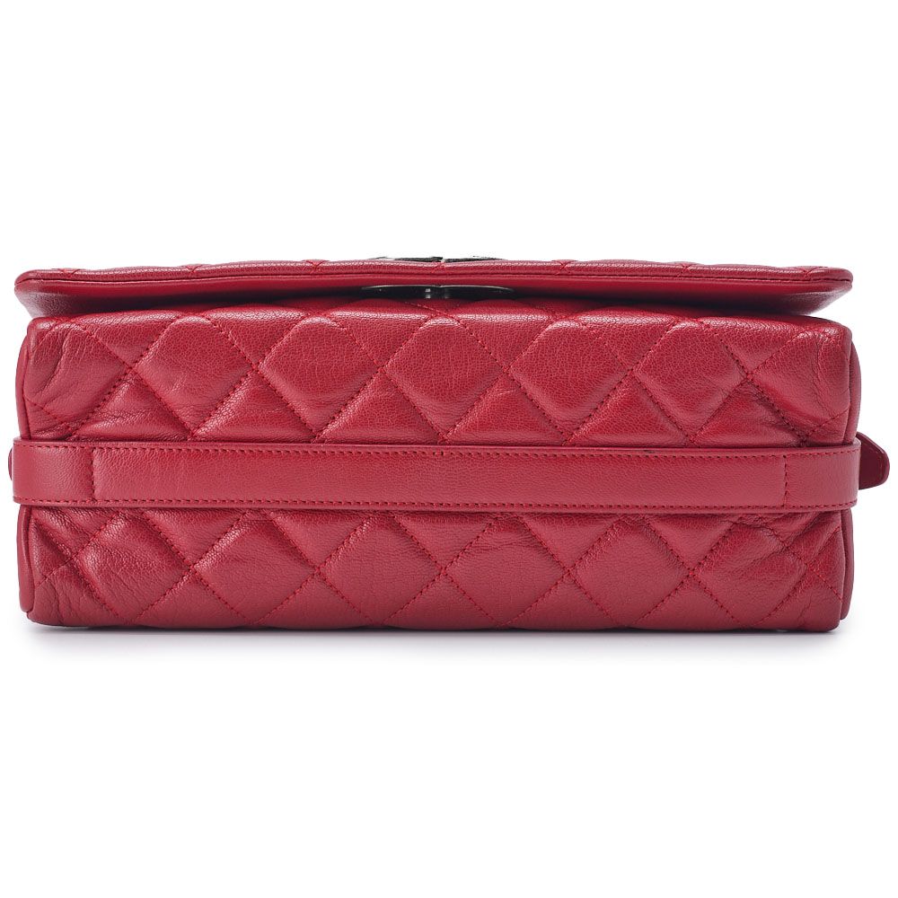 Chanel Matelasse Full Flap Chain Shoulder Caviar Skin Red With Silver Hardware