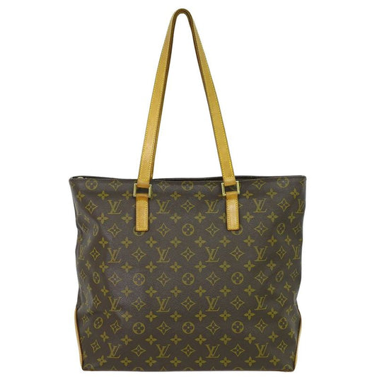 Authentic Louis Vuitton LV Cabas Mezzo Monogram Shoulder Bag Tote Bag Brown