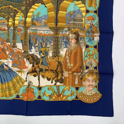 Hermes Scarf Carre 90 Maharajas Maharaja Silk Navy