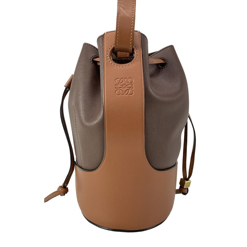 Loewe Shoulder Bag Balloon Bag Small Dark Brown And Brown Drawstring Shape