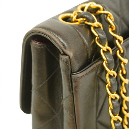 Chanel Shoulder Bag Matelasse Lambskin Black Gold Hardware Women