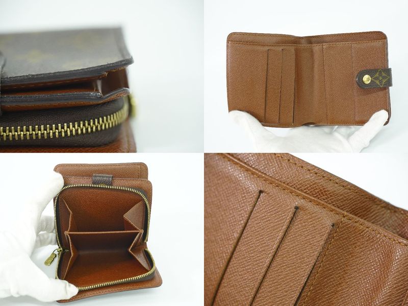 Authentic Louis Vuitton LV Compact Zip Monogram Fold Wallet Brown M61667