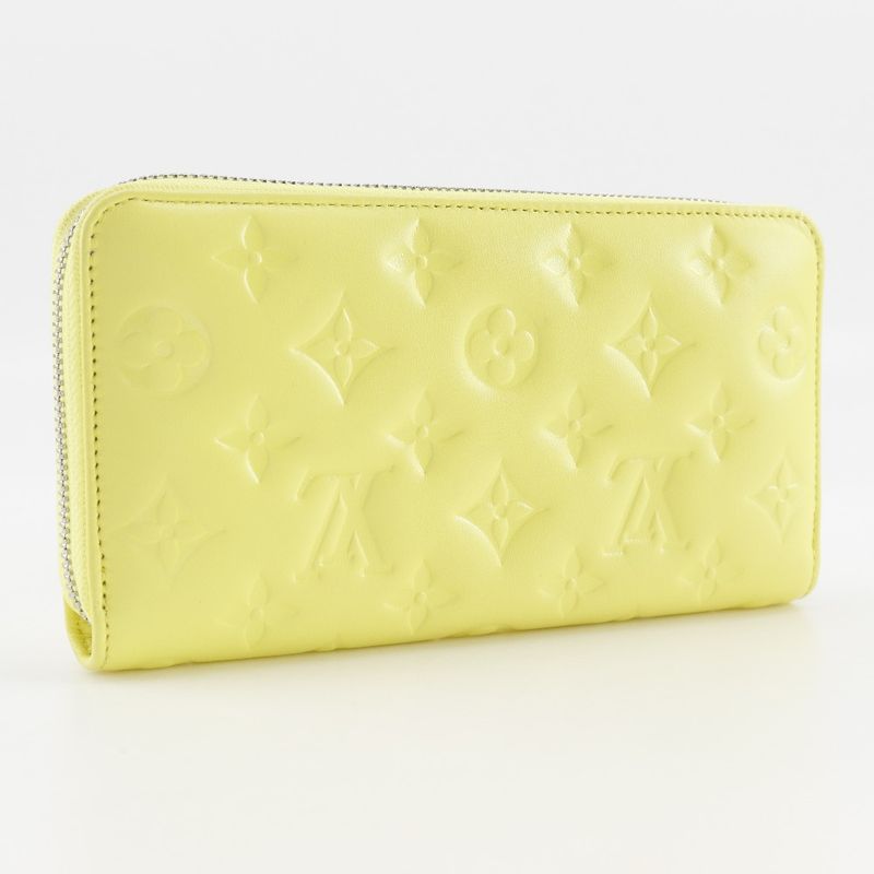 Louis Vuitton Zippy Wallet Coussin M83104 Lambskin Smiley Yellow Ladies Long