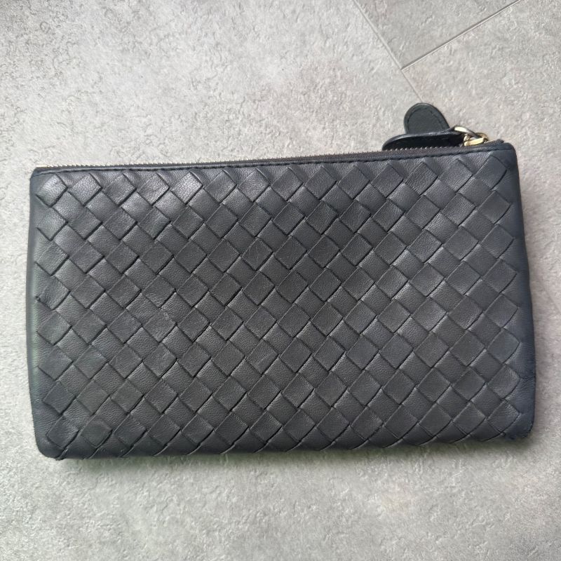 Bottega Long Wallet Intrecciato Leather Medium Wallet Bottega Veneta Gray