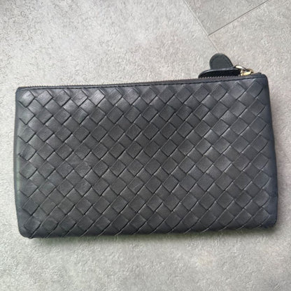 Bottega Long Wallet Intrecciato Leather Medium Wallet Bottega Veneta Gray