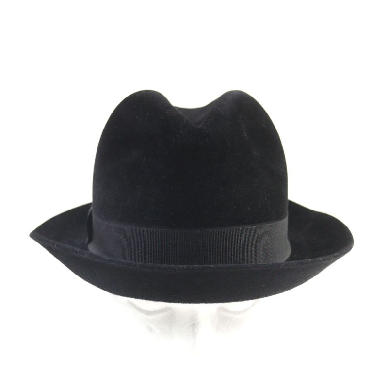 Hermes 100% Wool Hat With Ribbon Black 58 Men's Recommende
