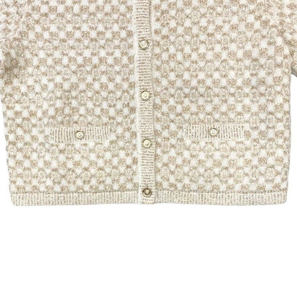 Chanel Knit Cardigan P75778k 10873 Nr135 23b White Gold 40 Size Chanel