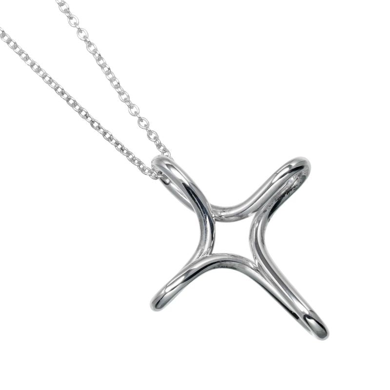 Tiffany & Co Open Cross Silver 925 Ladies 3.28g Necklace