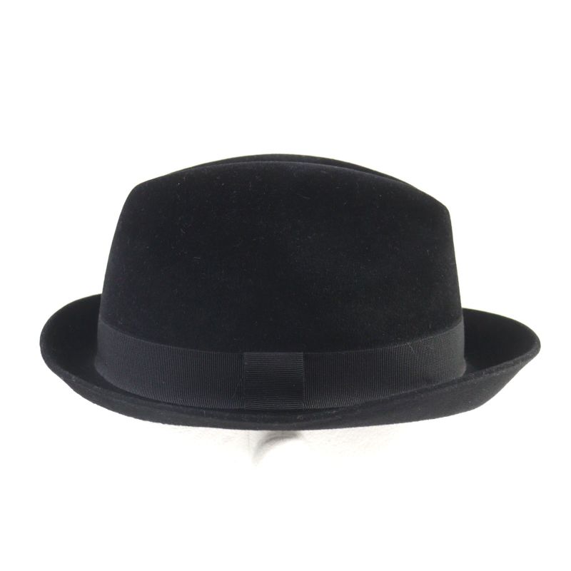 Hermes 100% Wool Hat With Ribbon Black 58 Men's Recommende