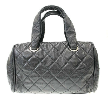 Chanel Matelasse Coco Mark Caviar Skin Mini Boston Bag Black