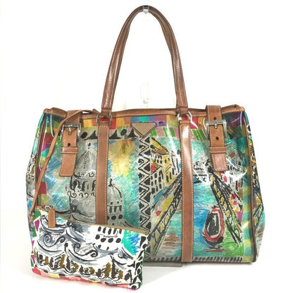 Prada Tote Bag All Over Pattern Triangle Logo Triangle Logo Plate Br2515