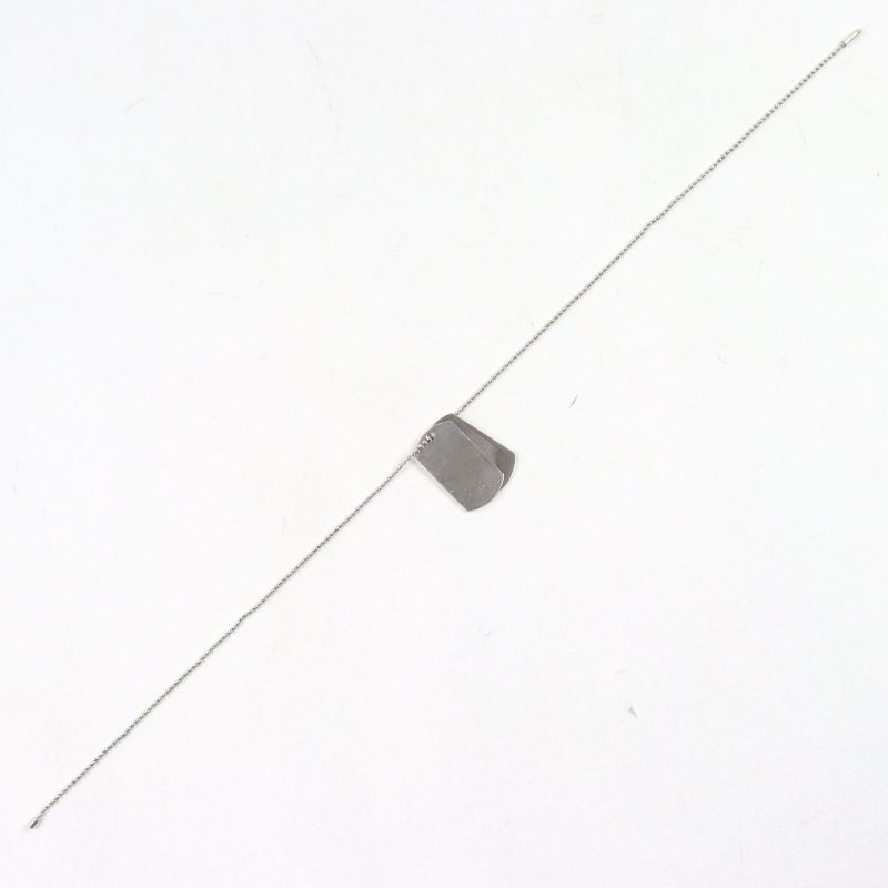 Gucci 925 Logo Engraved Double Dog Tag Ball Chain Necklace Silver