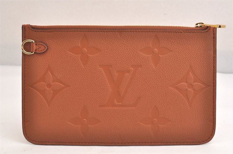 Louis Vuitton Monogram Empreinte Neverfull Pouch Wallet Brown LV 3396n
