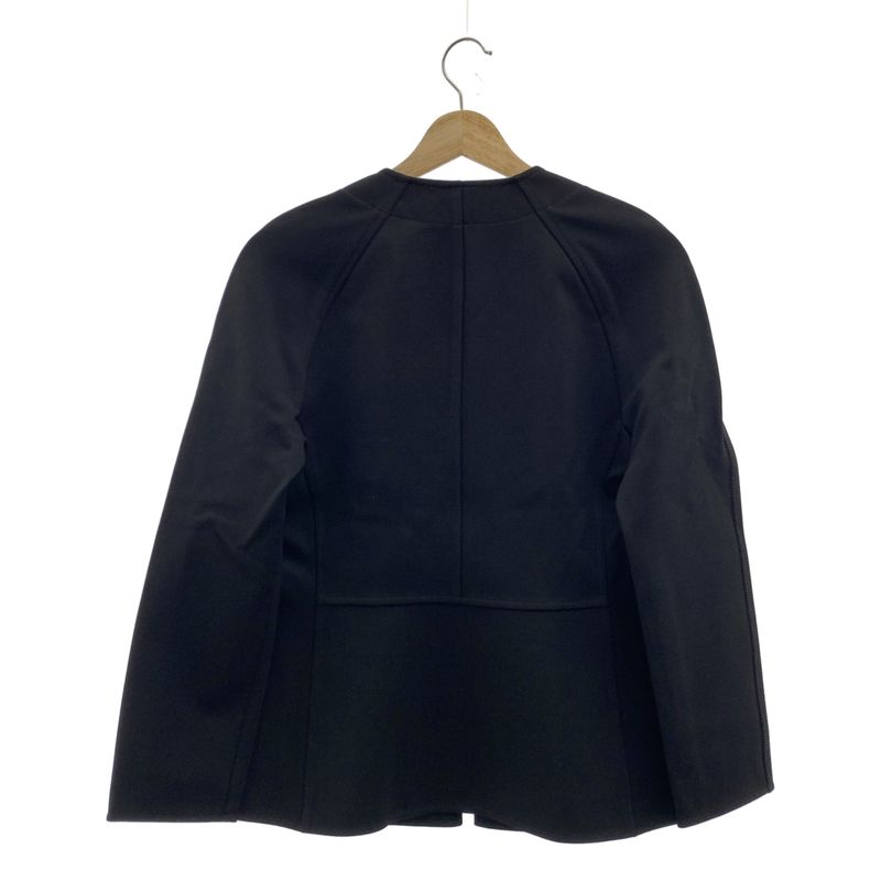 Hermes - Rayon Stretch Collarless Zip Up Jacket - 40 - Black - Women