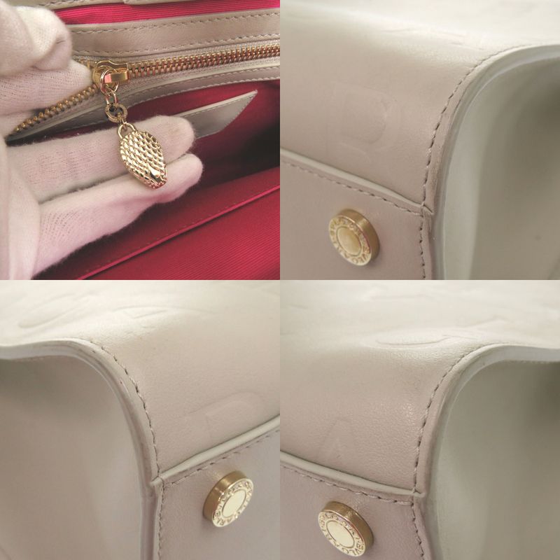 Bulgari Infinitum Tote Bag Logo Embossed 2WAY 292001 Leather Graige 1071 Bvlgari