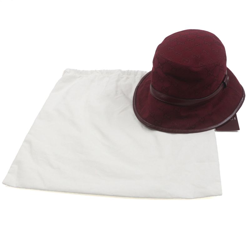 Gucci 833280 Ggmonogram Leather Use Hat Bucket Hat Bordeaux L 58cm (22.83in)