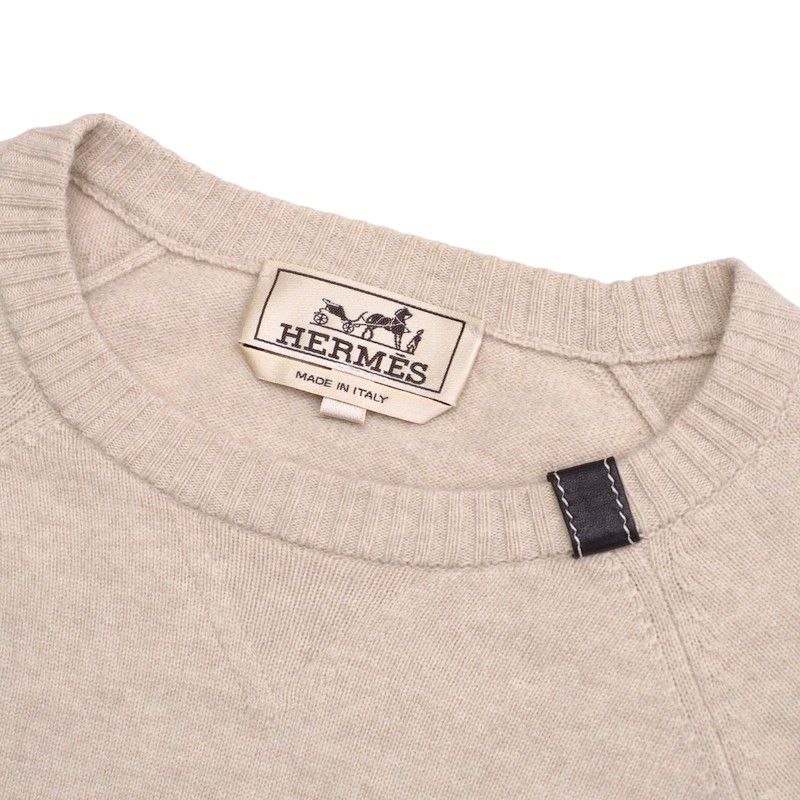 Hermes Sweater Size XS Knit Top Wool Light Beige [recommended] Made In Italy