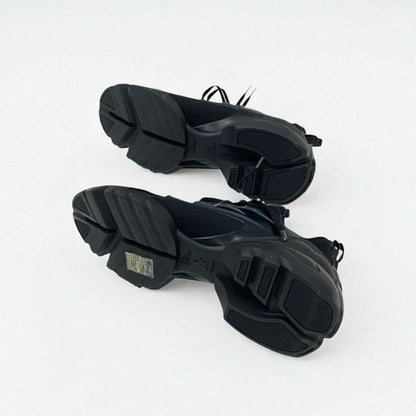 Christian DIOR D-connect Sneakers Shoes Rubber Fabric Leather Black Unused Logo