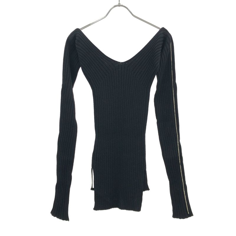 Celine by Phoebe Philo V-Neck Ribbed Knit Sweater 2 3dr7 7707 Black S