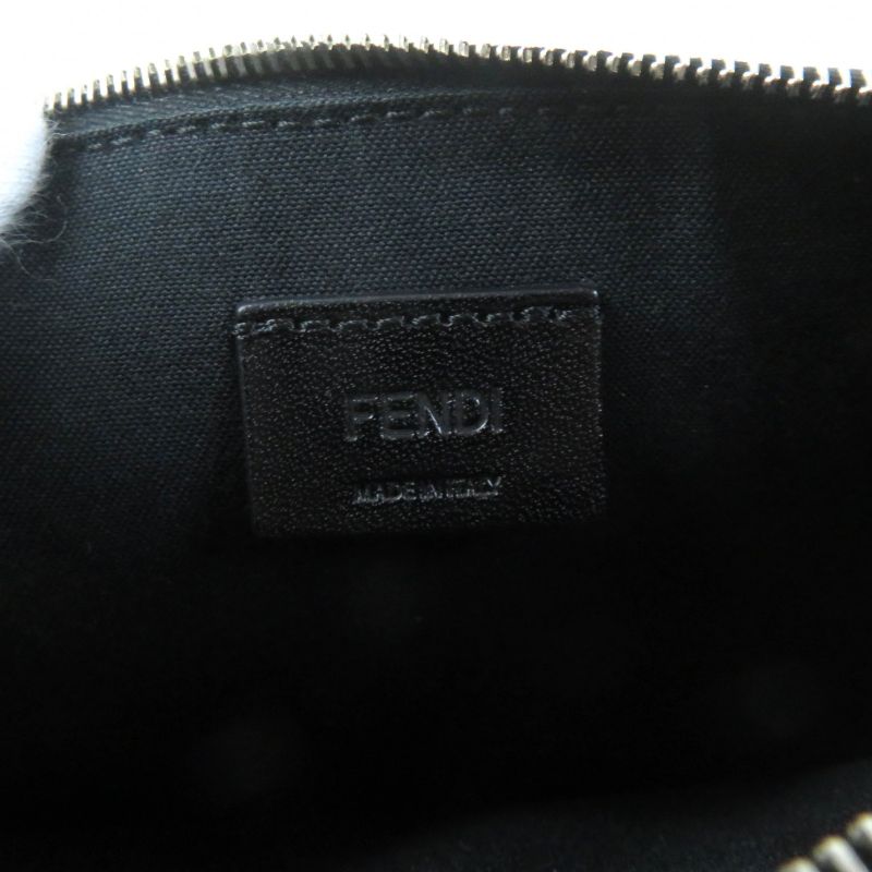 Fendi 8m0341 Carlito Karl Lagerfeld Motif Studded Leather Pouch Black Made In