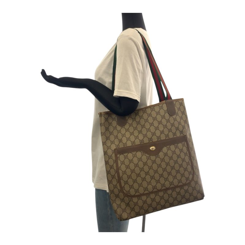 Gucci Vintage Old Gucci Sherry Line Beige Vgg Supreme Canvas 39 02 003 Tote Bag