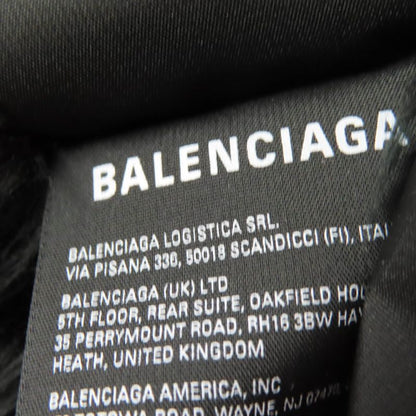 Balenciaga 719232 Faux Fur Large Shawl With Logo Tag And Hood Black 156 X 48cm
