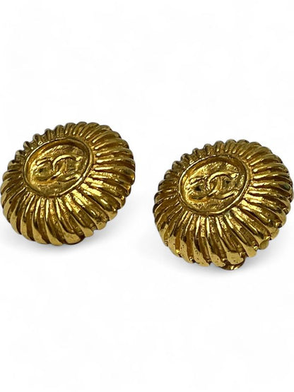 Chanel 1970-80's Coco Mark Circle Earrings Ladies Gold