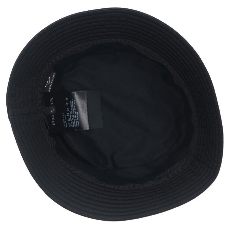 Prada 2hc137 Silver Stone Logo Nylon Bucket Hat Women's L