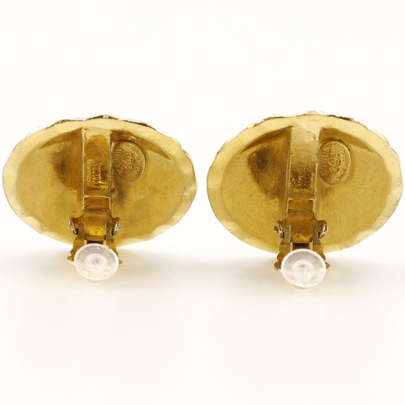 Chanel Coco Mark Matelasse Vintage Gold Plated 23 Ladies 42.7g Earrings