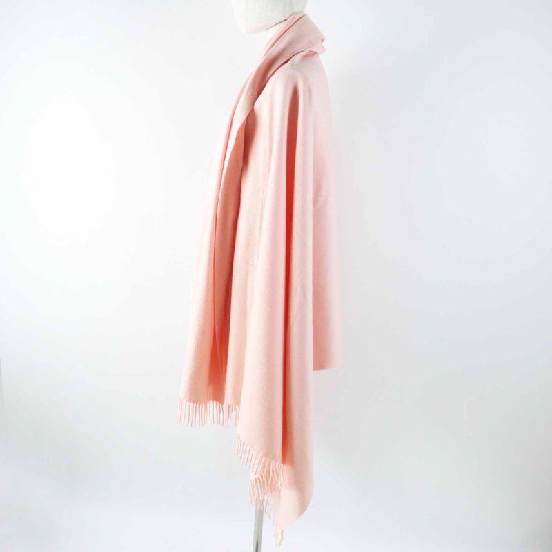 Hermes 100% Cashmere Extra Large Shawl With Logo Embroidery