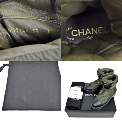 Chanel Shorts Khaki Black Coco Mark G45125 Size 37 Shoes Women's