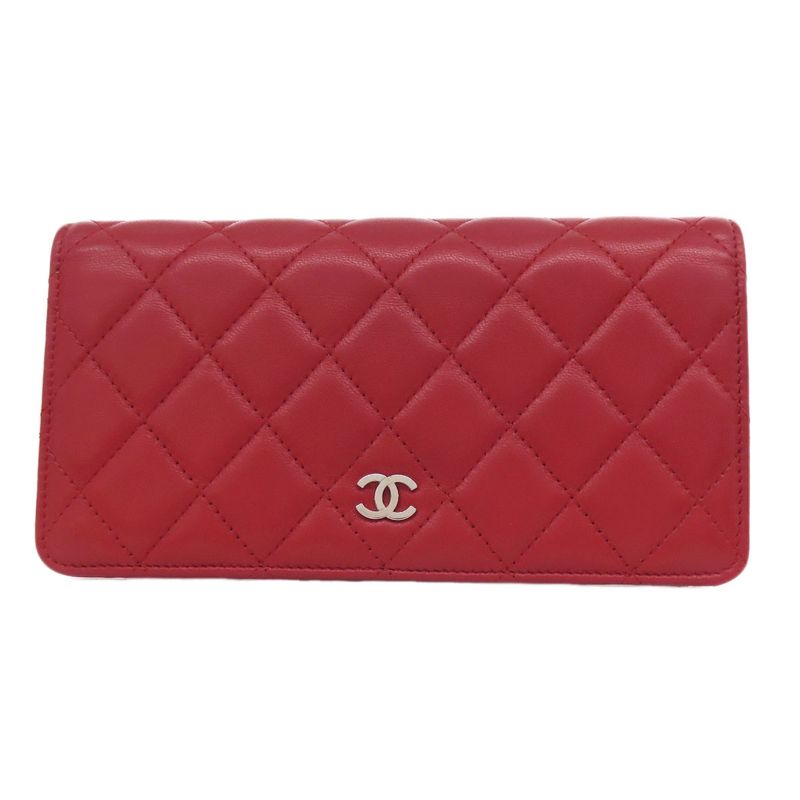 Chanel Matelasse Coco Mark Silver Hardware Long Wallet With Change Pocket In