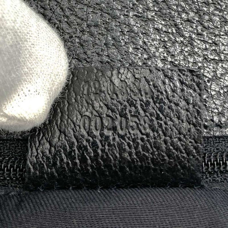 Gucci 120836 Handbag Tote Bag Black GG Canvas Leather Ladies Men Fashion