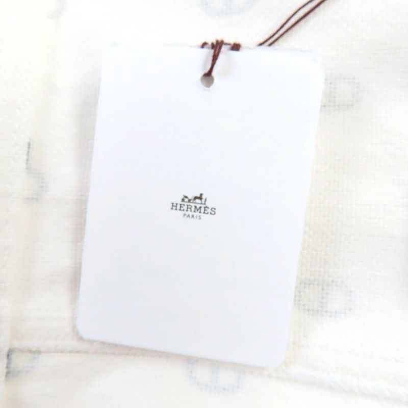 Hermes 23SS Chaine D'ancre All Over Print With Serie Buttons Denim Jacket White