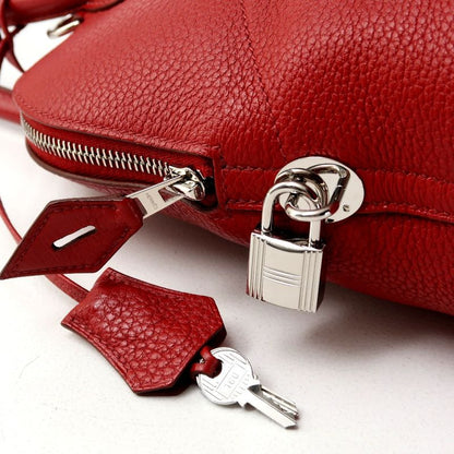 Hermes Bolide 31 Handbag Taurillon Clemence □O Engraved Red Silver Hardware